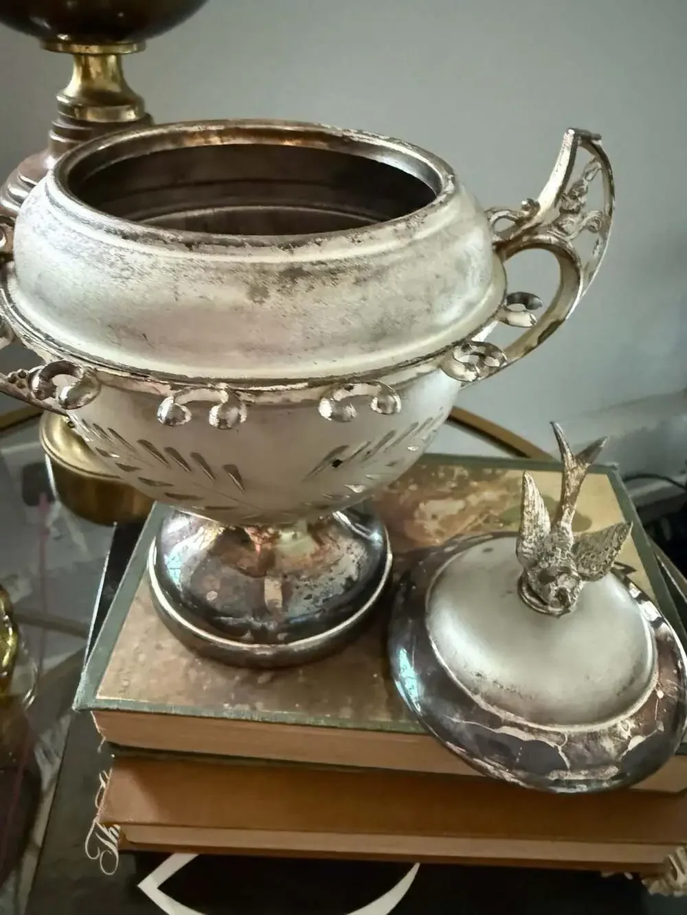 Antique Victorian Quadruple Silverplate William Rogers Spooner Sugar Bowl